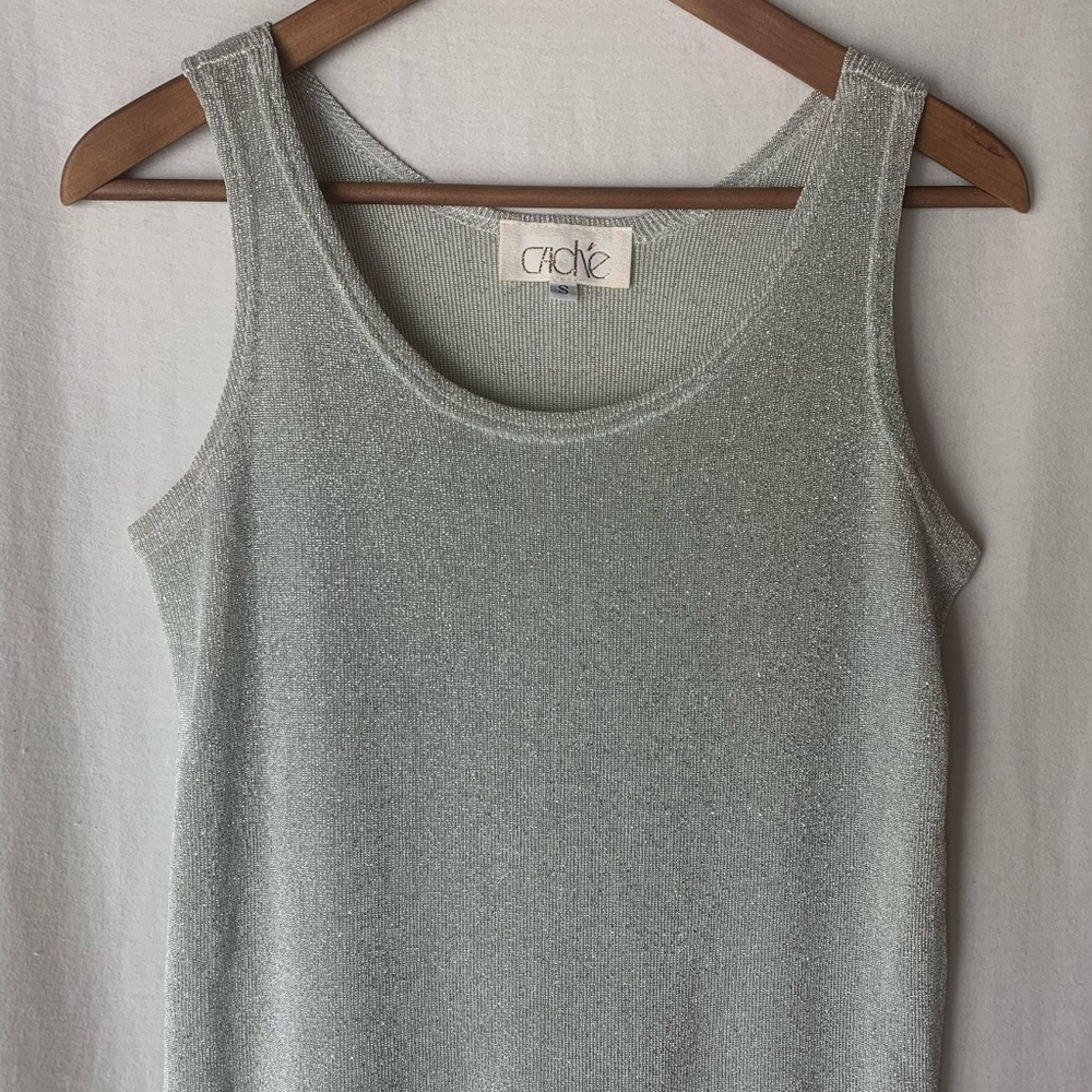 Cache silver lurex tank top